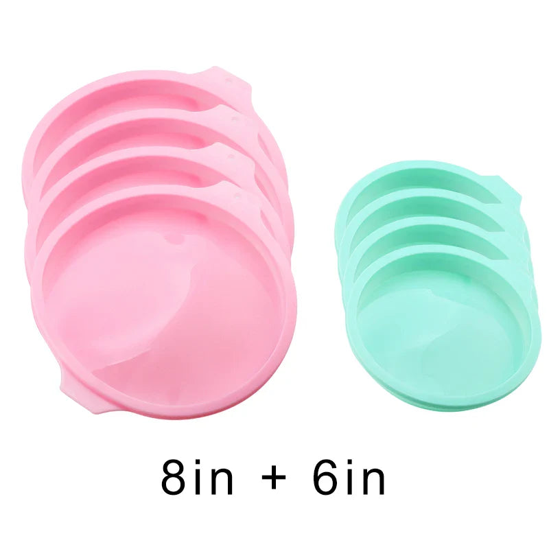 FAIS DU Silicone Cake Pan Set – 2-8pcs 4/6/8inch Round Molds for Rainbow Cake & Mousse Baking