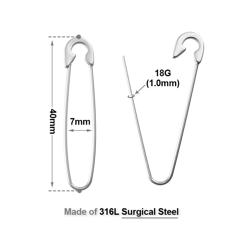 Colorful 18G Surgical Steel Safety Pin Earrings – Punk Hip Hop Cartilage & Eyebrow Piercing Stud Ear Cuff Jewelry Accessories
