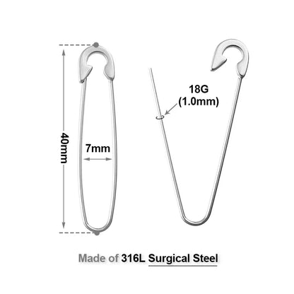 Colorful 18G Surgical Steel Safety Pin Earrings – Punk Hip Hop Cartilage & Eyebrow Piercing Stud Ear Cuff Jewelry Accessories