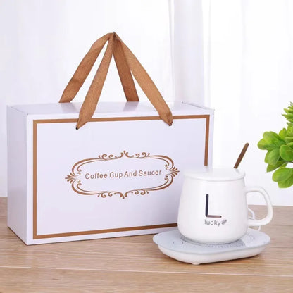 Ceramic Coffee Mug with Temperature-Controlled Warmer Pad & Customizable Logo