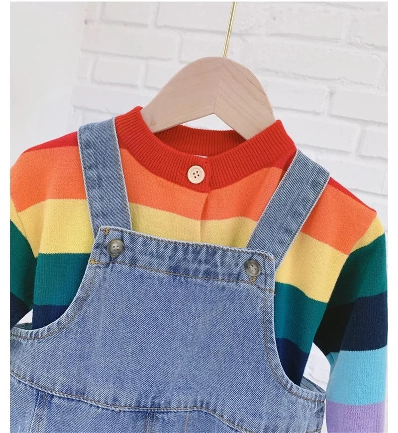 2024 Autumn Kids Denim Overalls – Loose Casual Bib Pants for Boys & Girls 1-7Y Spring Fall Outwear