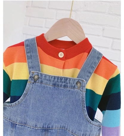 2024 Autumn Kids Denim Overalls – Loose Casual Bib Pants for Boys & Girls 1-7Y Spring Fall Outwear