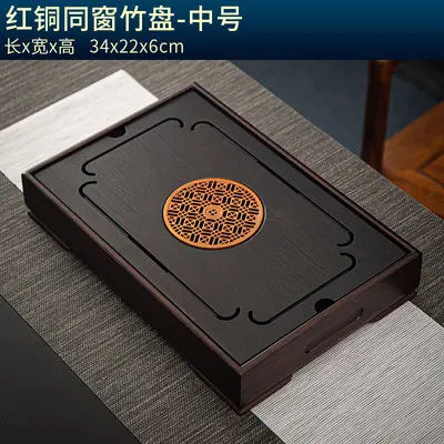 Natural Bamboo Wood Tea Tray – Rectangle Tea Set with Drainage, Water Storage Board for Chinese Tea Cups, Home Accessories