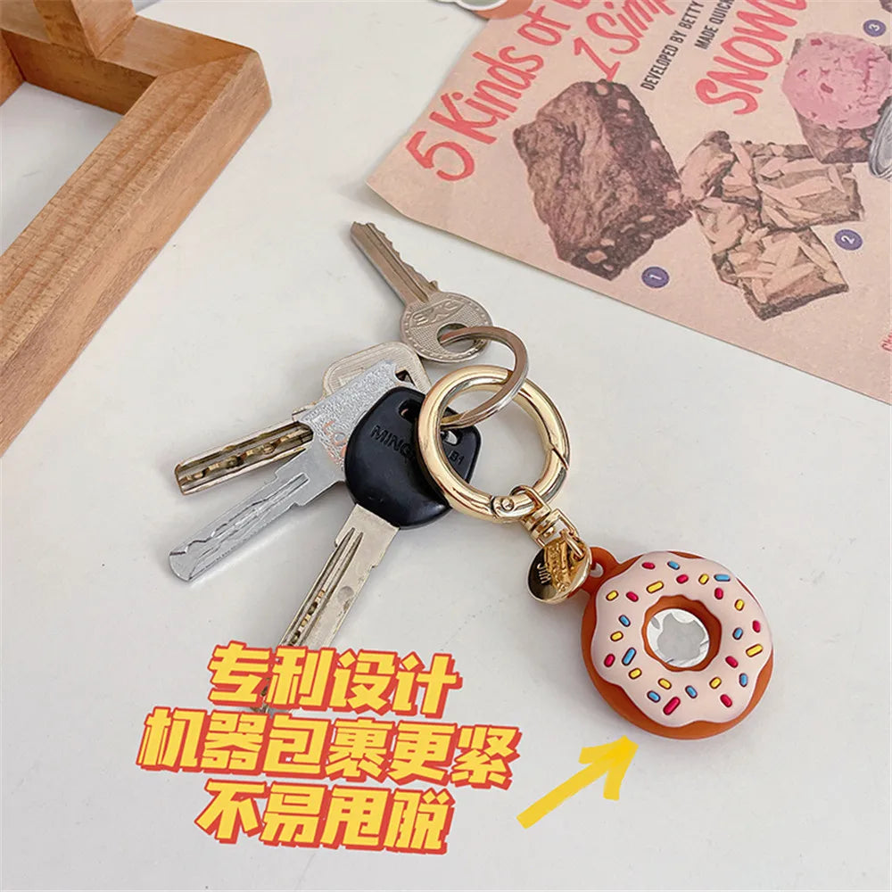 Cartoon Donut Silicone Case for Apple AirTag – Cute Protective GPS Tracker Cover for Dog Collar