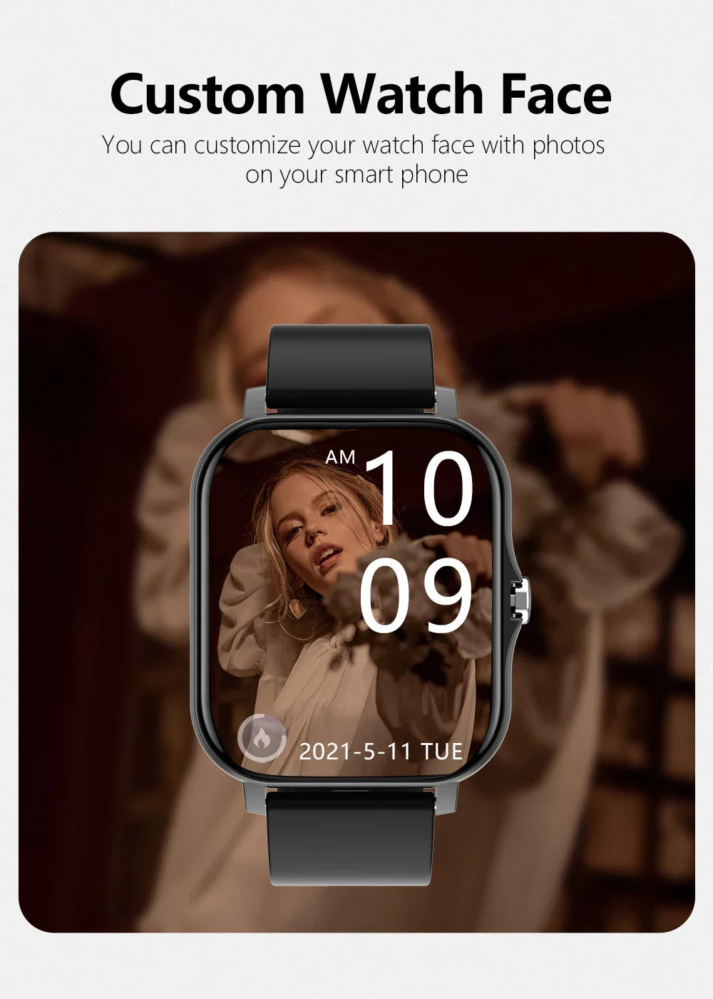 Smartwatch with Full Touch Screen — Call, Message Reminder, Music Control & Multi-Function Fitness Tracker, Compatible with iPhone & Android