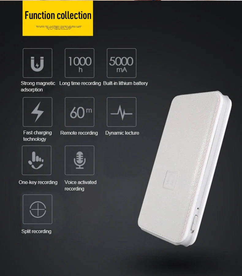8-64GB Digital Voice Recorder – Hidden Sound-Activated Espia Dictaphone with Magnet, Long-Distance Recording, MP3 & U-Disk