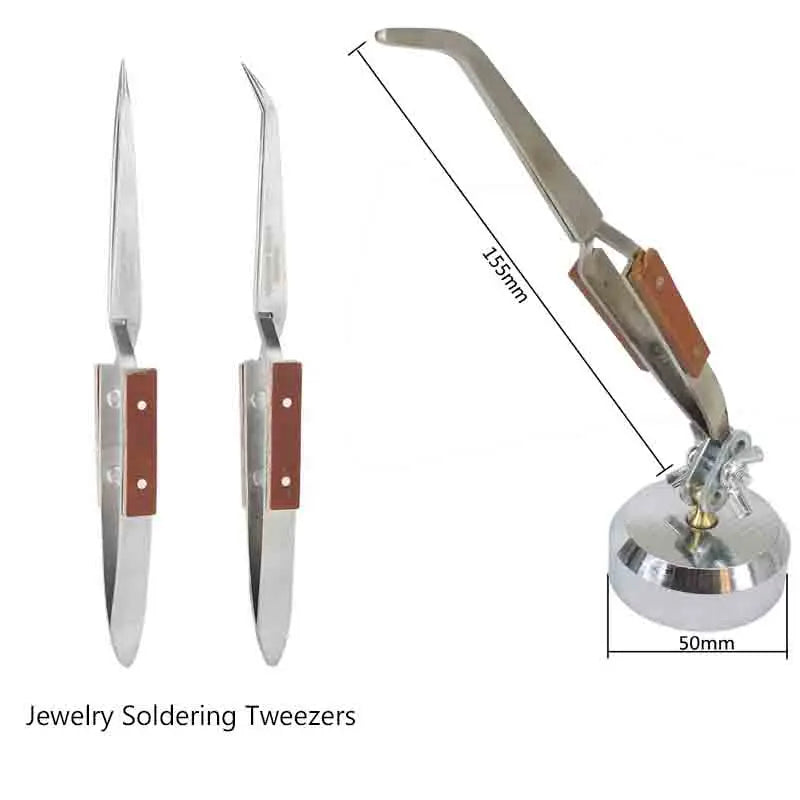 Self-Locking Jewelry Soldering Tweezers Set – Curved & Straight Rebound Precision Welding Repair Tool