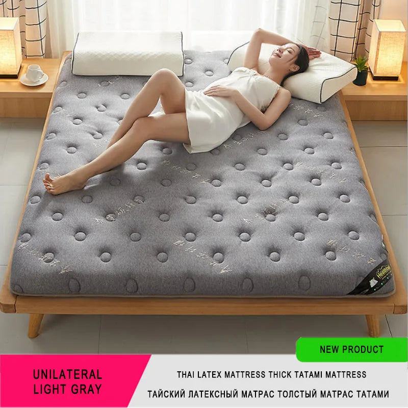 6/10cm Thai Natural Latex Floor Mattress – Foldable Tatami Mat with 95D Filling & Cotton Cover, Slow Rebound Comfort