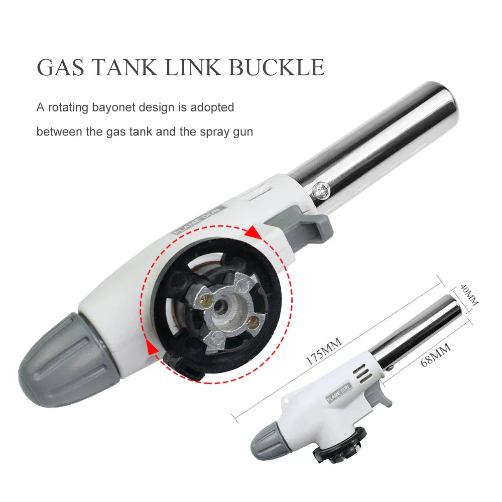Welding Gas Torch Flame Gun - Butane Auto-Ignition Burner for Soldering, Cooking, Heating, Blowtorch Lighter