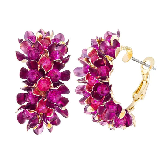 Wgoud Colorful Metal Flower Hoop Earrings – Trendy Floral Statement Jewelry for Women Gift