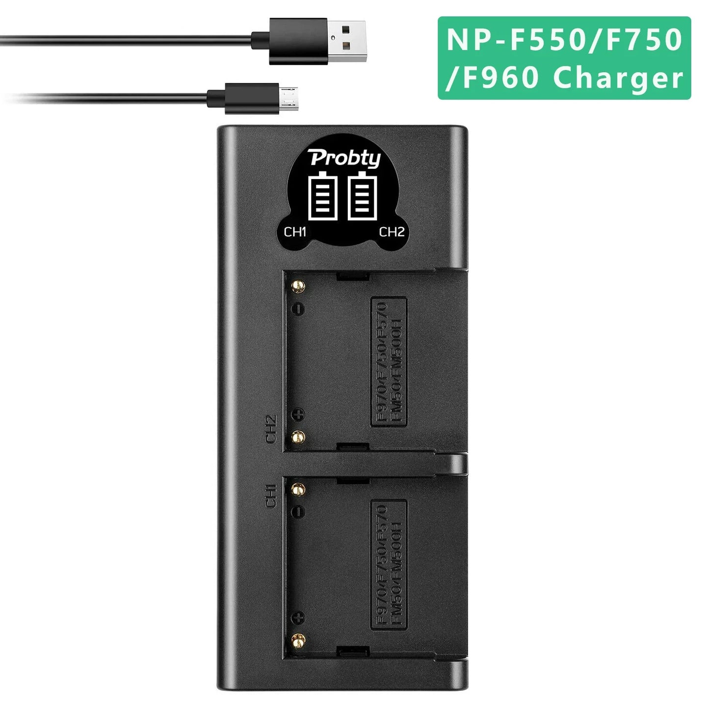 LED Dual Camera Battery Charger – Compatible with LP-E6, LP-E8, NP-FW50, EN-EL15, and More