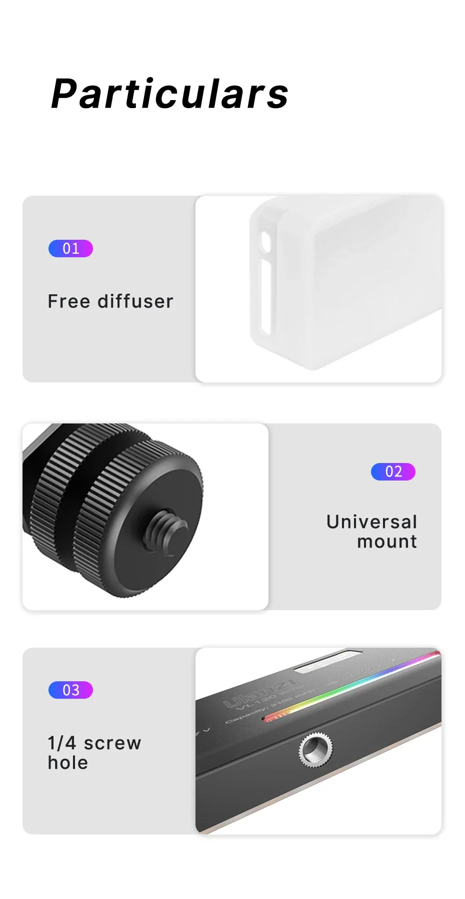 Ulanzi VL120 Full Color RGB Video Light – Dimmable 2500K-9000K LED Photography & Vlog Fill Light for Cameras
