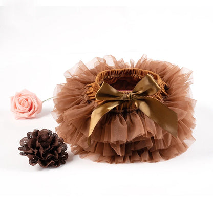 Baby Girl Tutu Bloomers Set - Newborn Tulle Lace Diaper Cover with Flower Headband Outfit