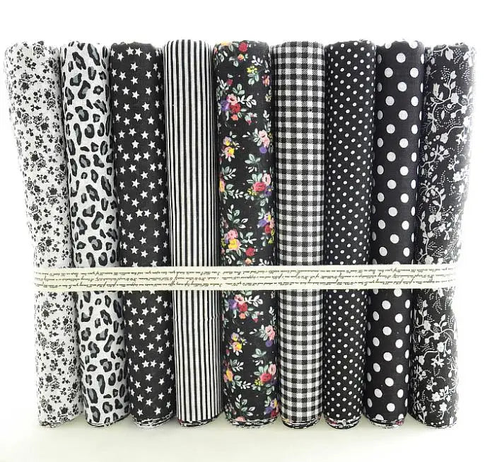 African Ankara Cotton Fabric - 9-Piece 50x50CM Floral Patchwork Sewing Tilda Cloth Fabric Set