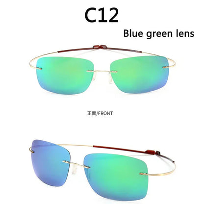 2025 New Cool 100% Pure Titanium Rimless Sunglasses – Polarized Grey Lenses, Super Thin, UV400 Protection, Oculos De Sol