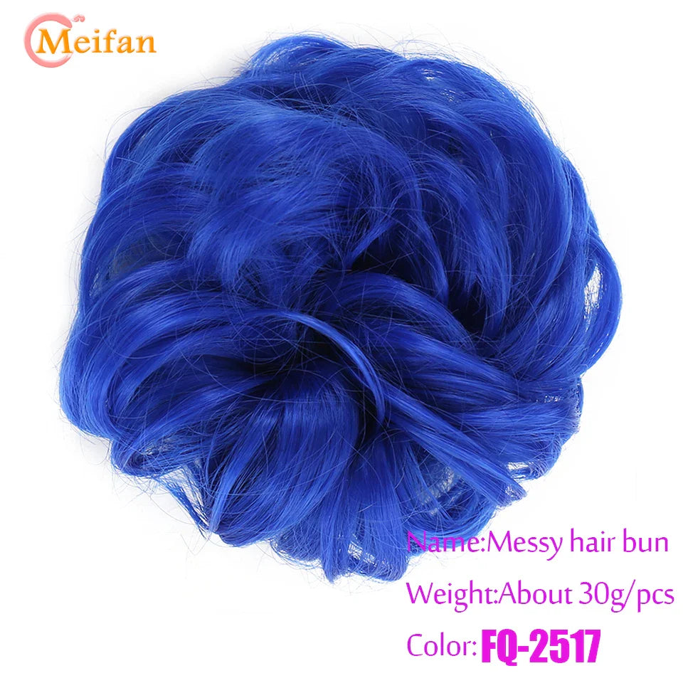 MEIFAN Synthetic Chignon Hair Bun – Elastic Rubber Band Clip-In Updo Ponytail Hair Extension for Women