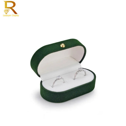 Velvet Jewelry Ring Box — Double Ring Organizer Trinket Box for Wedding & Gift