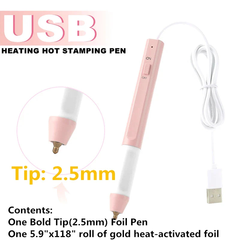 All-in-One USB Heat Foil Pen Kit – Calligraphy & DIY Lettering with 3 Nibs for Custom Foiling