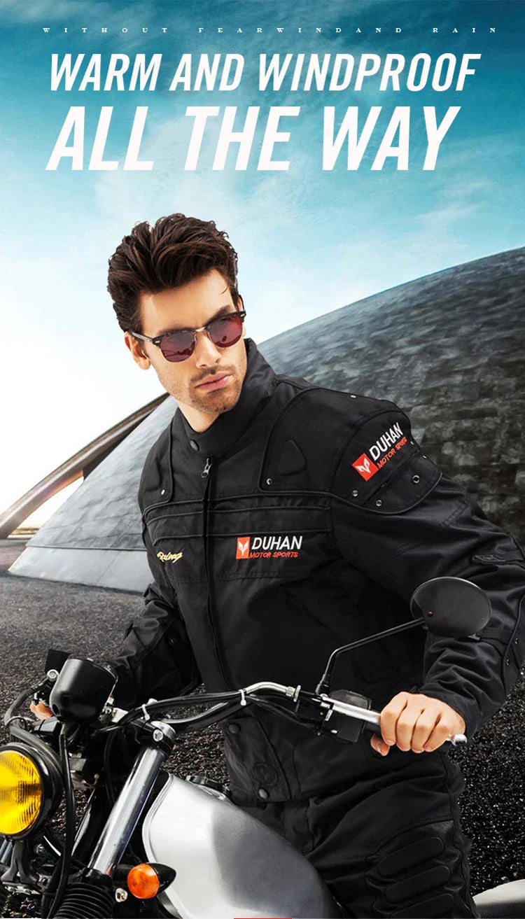 DUHAN Windproof Motocross Jacket & Pants for Men – Wear-Resistant Motorcycle Gear with Body Armor, Winter Moto Clothing