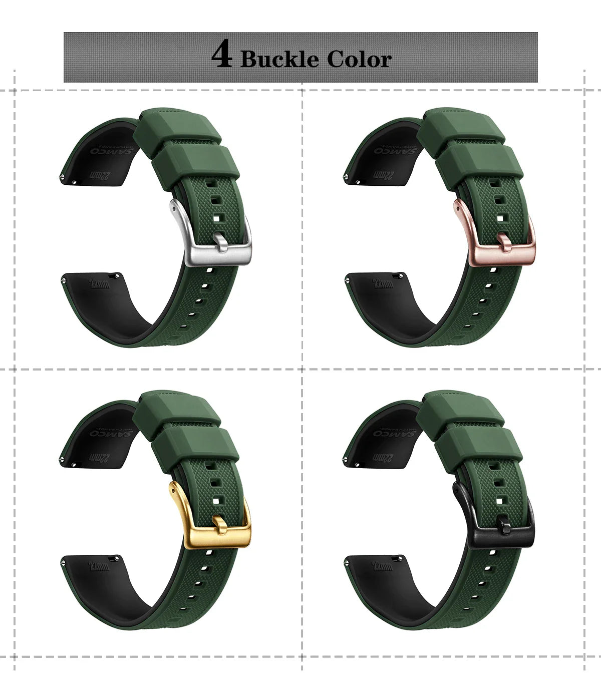 Premium Silicone Watch Band – Quick Release Rubber Strap, 18mm 20mm 22mm Replacement Watchband
