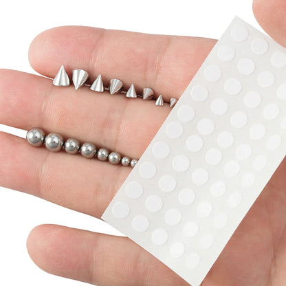 Fake Belly, Eyebrow, Lip Piercing Stickers – Non-Pierced Earring Stud Set, Fake Nose Ring & Dermal Anchor Jewelry