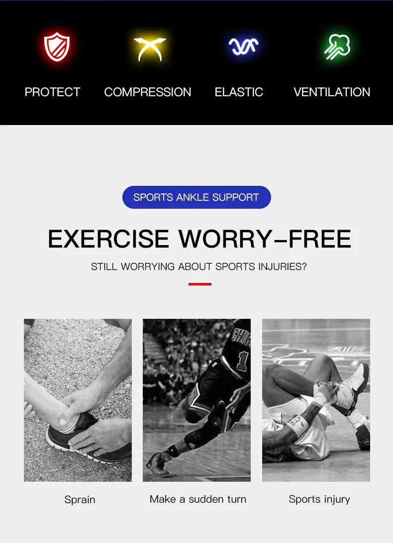 1/2 Pcs Breathable Ankle Support Compression Sleeve — Injury Recovery Joint Pain Sports Socks