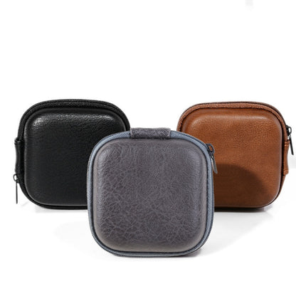 Leather USB Data Cable & Earphone Storage Bag – Mini Portable Zipper Headphone Case and Earbuds Pouch