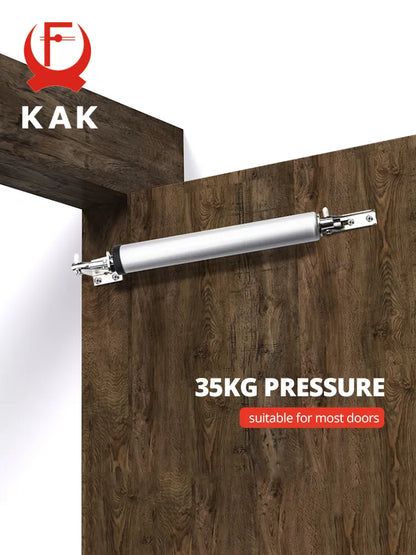 KAK Soft Closing Automatic Door Closer - 35KG Pneumatic, Adjustable Speed, Positioning Door Stop, Protective Holder Hardware