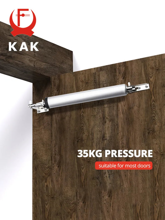 KAK Soft Closing Automatic Door Closer - 35KG Pneumatic, Adjustable Speed, Positioning Door Stop, Protective Holder Hardware