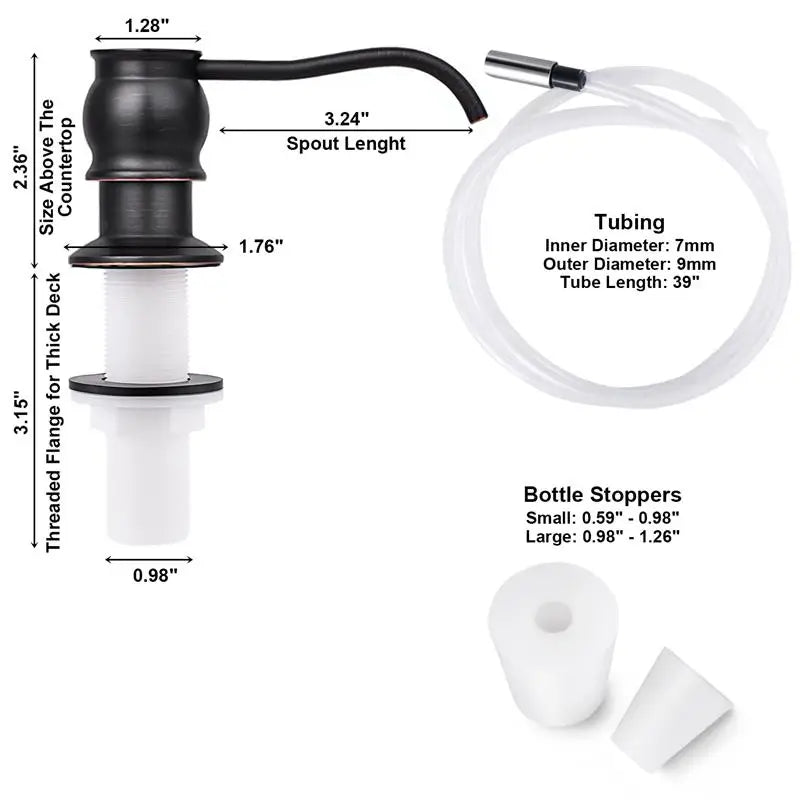 Samodra Liquid Soap Dispenser – Brass Pump Head with Extension Tube, Black Metal Check Valve for Kitchen Accessories