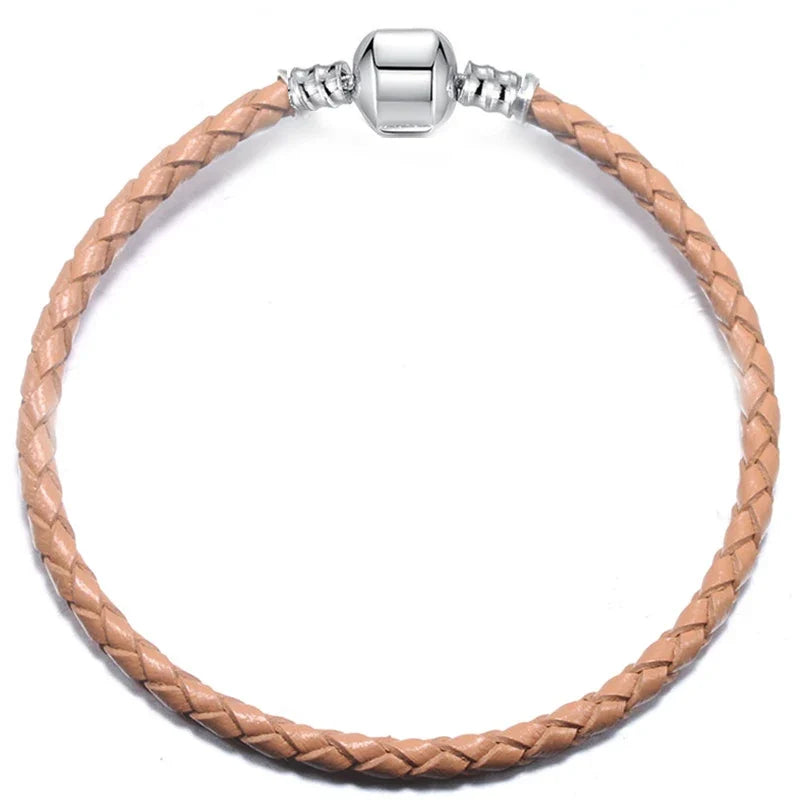 BAOPON 9-Color Leather Charm Bracelet - DIY Chain Jewelry Gift for Women & Girls