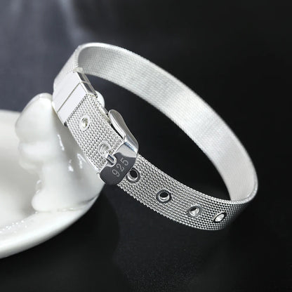 925 Sterling Silver Watchband Chain Bracelet — Luxury Jewelry for Women, Wedding & Party Gift