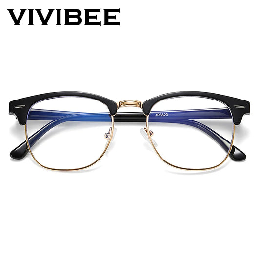 VIVIBEE Vintage Square Blue Light Blocking Glasses – Black Frame Gaming & Computer Eyewear for Men & Women