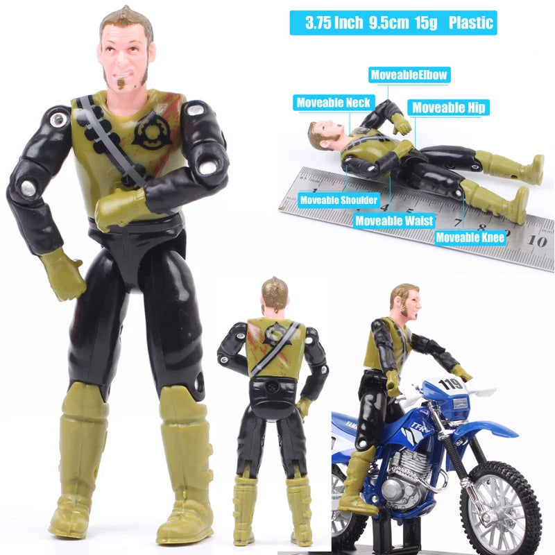 1/18 Scale 3.75" Motorcycle Racer Action Figure – Villopoto #5, Dungey #199, Pastrana Bike Model Collectible Toy