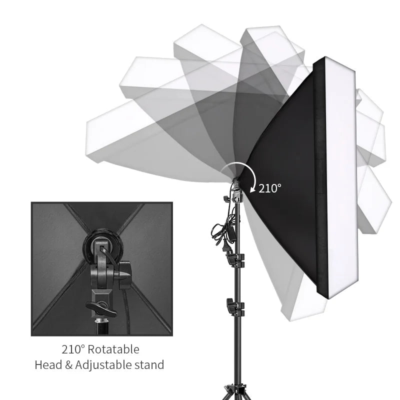 30W-40W Photography Softbox Lighting Kit – 50x70CM Continuous Soft Light for Studio and Portrait Shooting