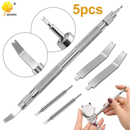 5PCS Professional Adjustable Watch Band Link Remover — Metal Bracelet Pin & Strap Repair Tool Set