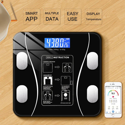 Smart Bluetooth Body Composition Scale: Wireless Digital Bathroom Weight Analyzer with Smartphone App