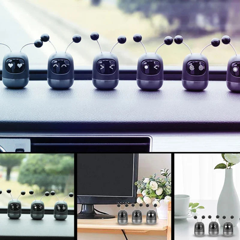 Cute Robot Car Perfume: Aromatherapy Air Outlet Clip Diffuser + Long-lasting Fragrance Solid Perfume
