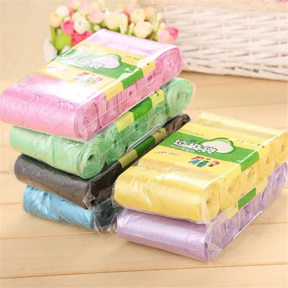 5 Rolls PE Disposable Trash Bags – Colorful Leak Resistant Garbage Bags 45×50cm for Kitchen Living Room Waste Storage Bags