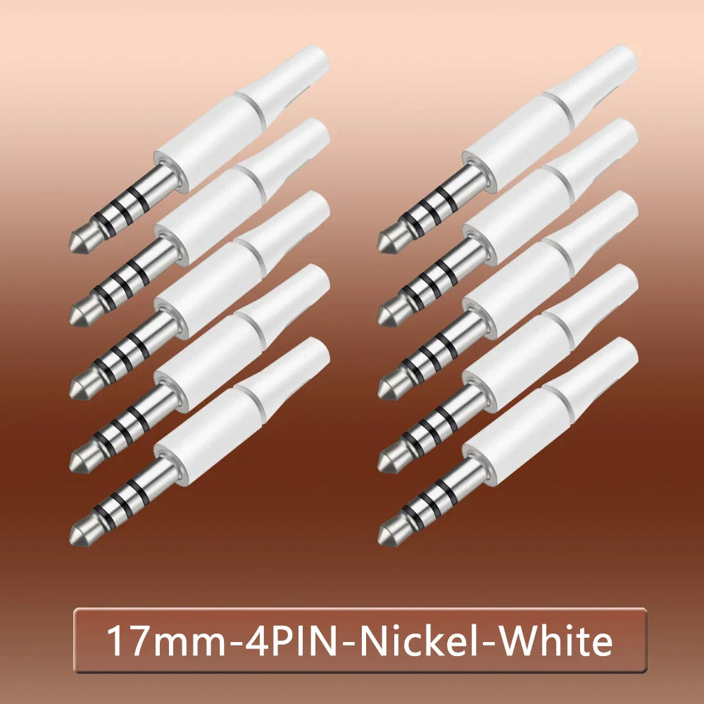 10pcs White & Black 3.5mm Stereo Headset Plug Adapter 3/4 Poles Audio Jack Connector for iPhone 2.5mm