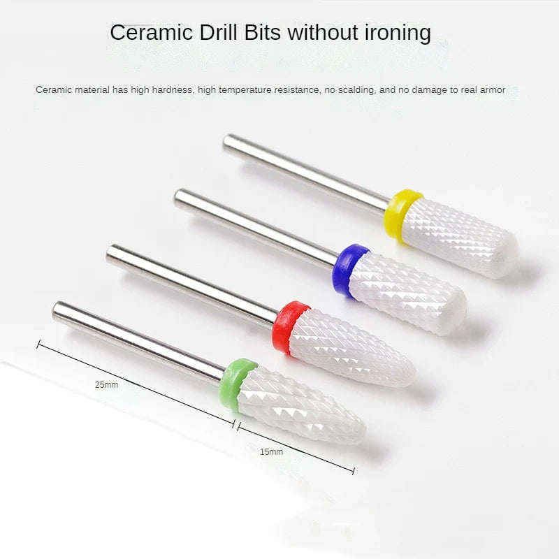 5Pcs Ceramic Milling Cutter Set - Electric Nail Drill Bits for Manicure, Gel Varnish Removal & Nail Care Tools