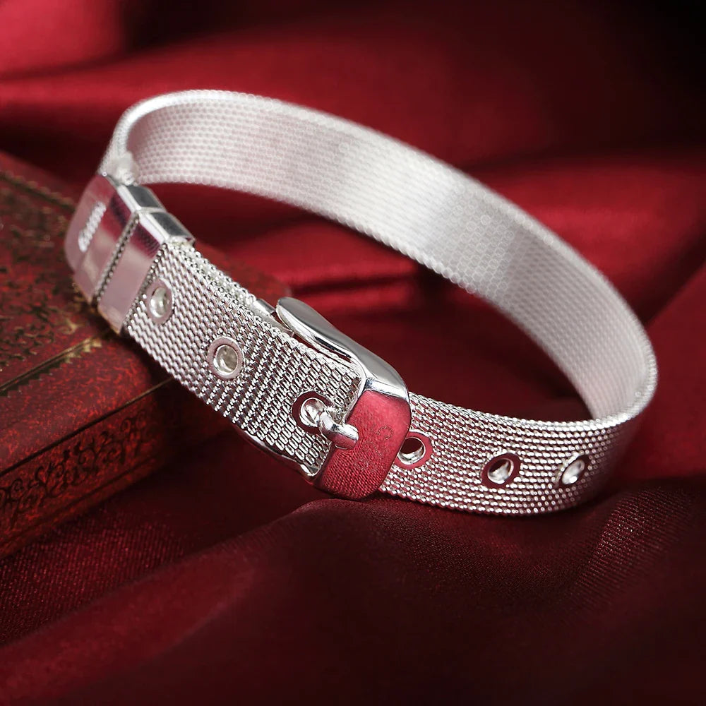 925 Sterling Silver Watchband Chain Bracelet — Luxury Jewelry for Women, Wedding & Party Gift