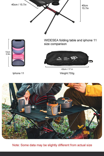 Widesea Camping Folding Table – Portable Picnic & Travel Table for Outdoor Dining, Fishing & Tourism