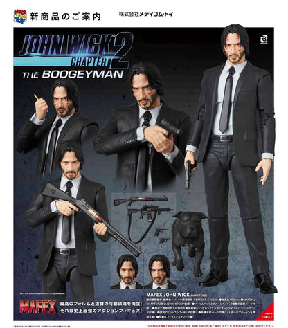 Mafex 085 John Wick Action Figure — PVC Collectible with Dogs, Moveable Joints Toy
