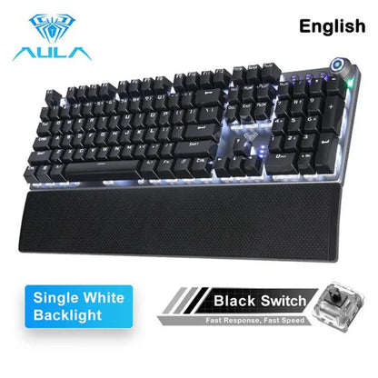 AULA F2088 Mechanical Gaming Keyboard – 104 Keys, Anti-Ghosting, Brown/Blue Switch, Wired RGB Backlit for PC & Laptop