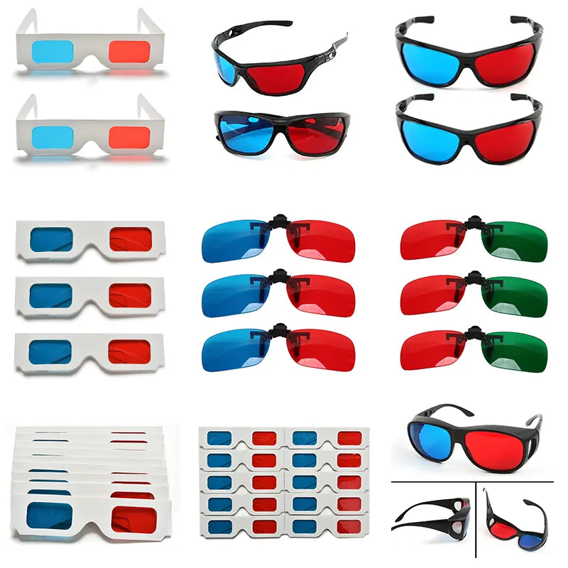 Black Frame Red Blue 3D Glasses - 1/2/10pcs Pack for Home Theater, Anaglyph 3D Movies, TV, DVD, Game, and Video Viewing