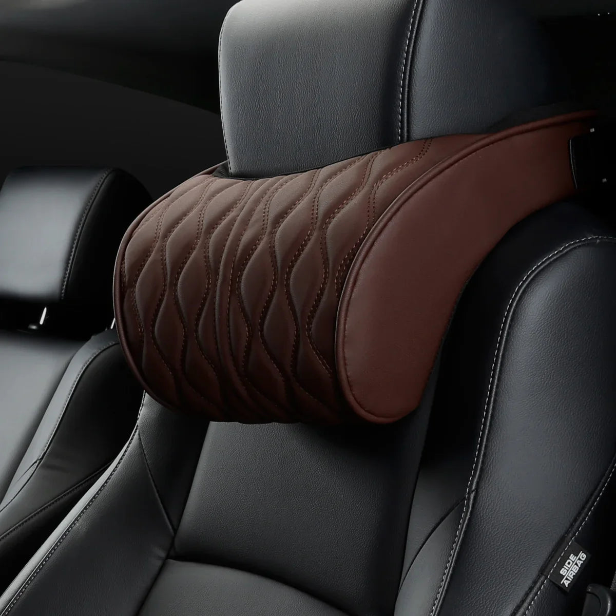 Car Neck & Lumbar Pillow – PU Leather Memory Foam Seat Headrest & Backrest Cushion