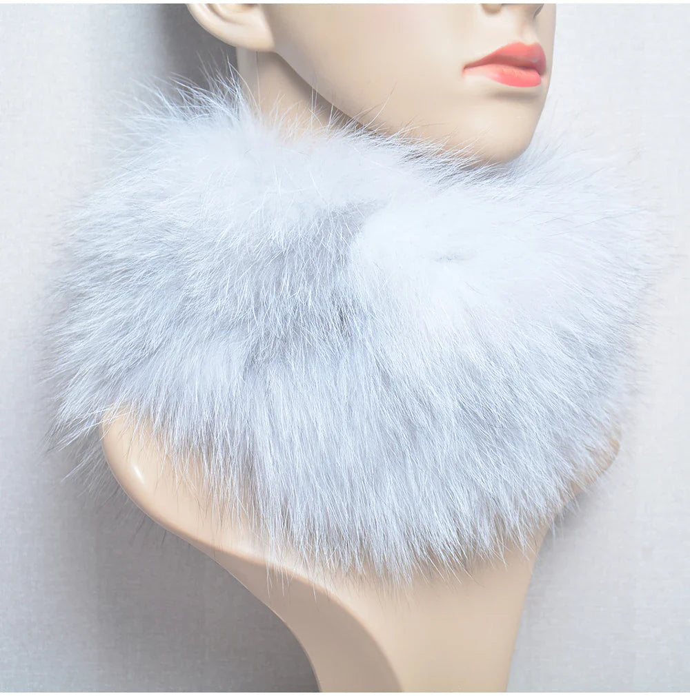 2025 Real Fox Fur Scarf and Headband – Luxury Winter Neck Warmer for Women, 100% Natural Fur, Elastic Ring Muffler