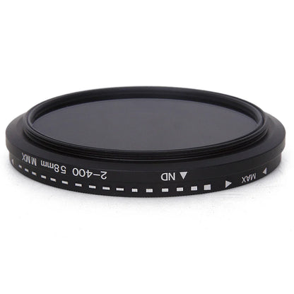 Adjustable ND Filter ND2–ND400 — Variable Neutral Density Fader for Camera Lens (37–82mm)