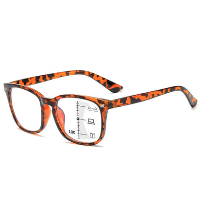 CRIXALIS Square Multifocal Progressive Reading Glasses Anti-Glare UV400 Fashion Computer Eyewear for Men & Women with Diopter Support